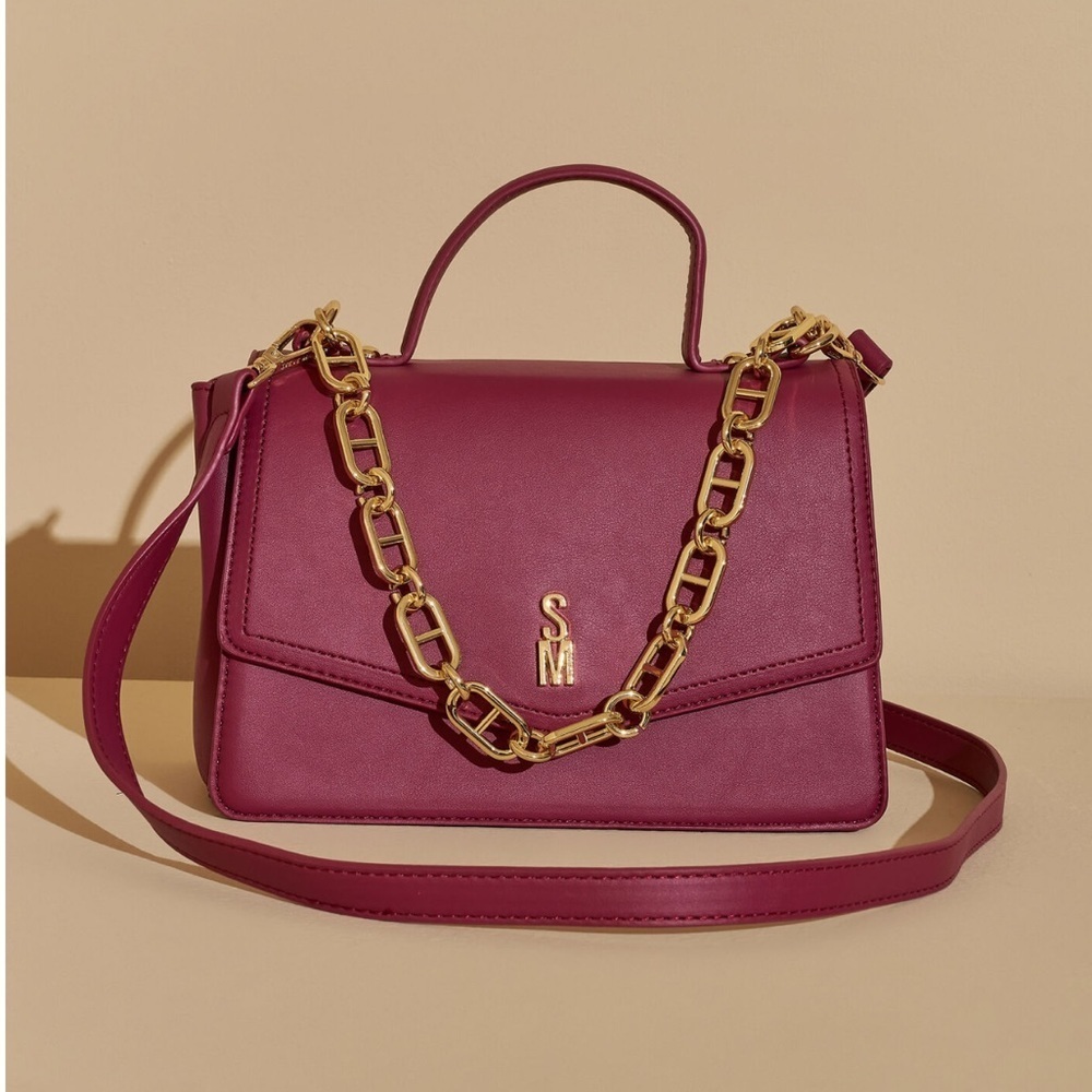 ❤️❤️NWT-STEVE MADDEN BURGUNDY BORA FAUX LEATHER SATCHEL❤️❤️